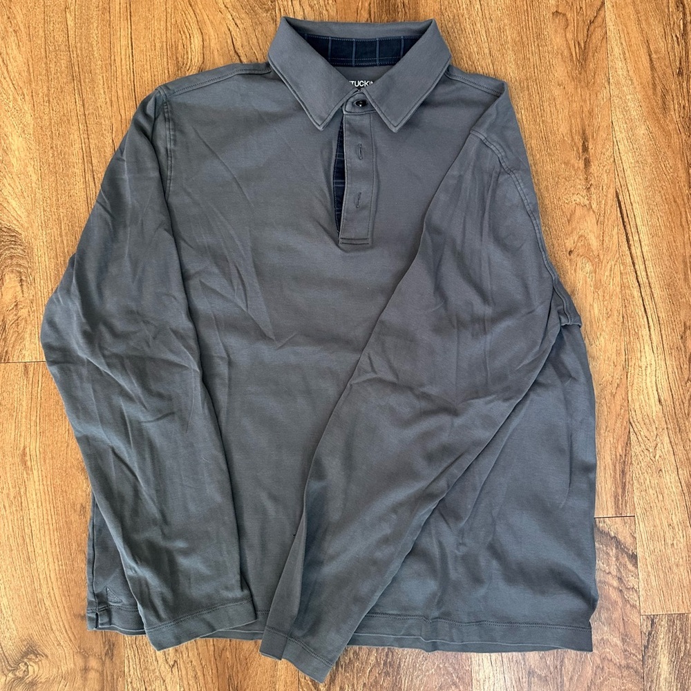 Untuckit long sleeve cotton polo gray small